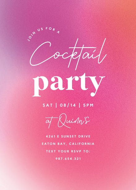 Gradient Celebration Cocktail Party Invitation Template Free